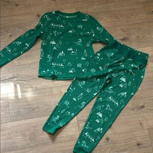Waffle Knit Christmas Pajamas Wonder Shop Skiing Santa